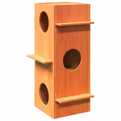 vidaXL Cat House 43x43x90 cm Solid Wood Pine cat house indoor cat furniture - dark brown