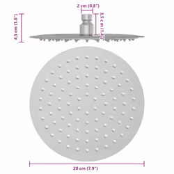 vidaXL Rain Shower Head Stainless Steel 304 20 cm Round rain shower head
