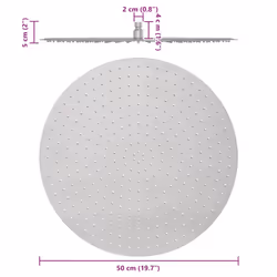 vidaXL Rain Shower Head Stainless Steel Rectangular Bathroom Unit Multi Sizes - 50 cm