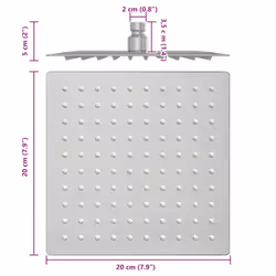 vidaXL Rain Shower Head Stainless Steel Rectangular Bathroom Unit Multi Sizes - 20 x 20 cm