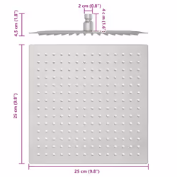 vidaXL Rain Shower Head Stainless Steel Rectangular Bathroom Unit Multi Sizes - 25 x 25 cm - Additional view 10
