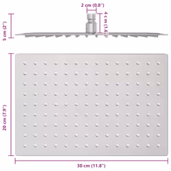 vidaXL Rain Shower Head Stainless Steel Rectangular Bathroom Unit Multi Sizes - 30 x 20 cm