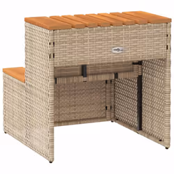 vidaXL Hot Tub Step Grey 50x50x50.5 cm Poly Rattan and Solid Acacia - beige, 50 x 50 x 50.5 cm - Additional view 5