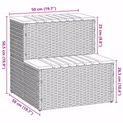 vidaXL Hot Tub Step Grey 50x50x50.5 cm Poly Rattan and Solid Acacia - beige, 50 x 50 x 50.5 cm - Additional view 8