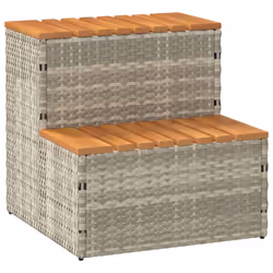 vidaXL Hot Tub Step Grey 50x50x50.5 cm Poly Rattan and Solid Acacia - light grey, 50 x 50 x 50.5 cm