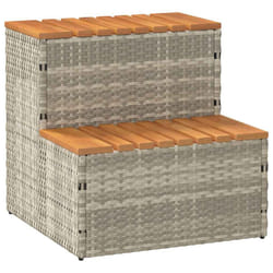 vidaXL Hot Tub Step Grey 50x50x50.5 cm Poly Rattan and Solid Acacia - light grey, 50 x 50 x 50.5 cm