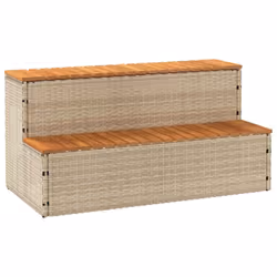 vidaXL Hot Tub Step Light Grey 100x50x50.5 cm Poly Rattan and Solid Acacia - beige