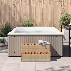 vidaXL Hot Tub Step Light Grey 100x50x50.5 cm Poly Rattan and Solid Acacia - beige