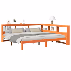 vidaXL Bookcase Bed without Mattress Wax Brown 200x200 cm Solid Wood Pine bed