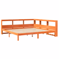vidaXL Bookcase Bed without Mattress Wax Brown 200x200 cm Solid Wood Pine bed