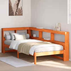 vidaXL Bookcase Bed without Mattress Wax Brown 100x200 cm Solid Wood Pine bed