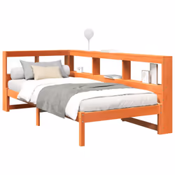 vidaXL Bookcase Bed without Mattress Wax Brown 100x200 cm Solid Wood Pine bed