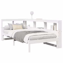 vidaXL Bookcase Bed without Mattress White 135x190 cm Solid Wood Pine bed - white, 90 x 200 cm