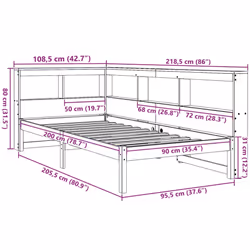 vidaXL Bookcase Bed without Mattress White 135x190 cm Solid Wood Pine bed - white, 90 x 200 cm