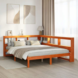 vidaXL Bookcase Bed without Mattress Wax Brown 140x190 cm Solid Wood Pine bed