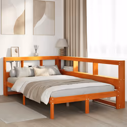 vidaXL Bookcase Bed without Mattress Wax Brown 135x190 cm Solid Wood Pine bed