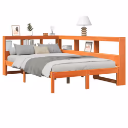 vidaXL Bookcase Bed without Mattress Wax Brown 135x190 cm Solid Wood Pine bed