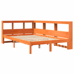 vidaXL Bookcase Bed without Mattress Wax Brown 135x190 cm Solid Wood Pine bed