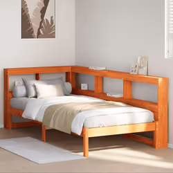 vidaXL Bookcase Bed without Mattress Wax Brown 75x190 cm Solid Wood Pine bed