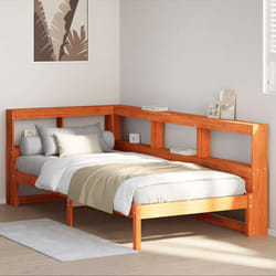 vidaXL Bookcase Bed without Mattress Wax Brown 75x190 cm Solid Wood Pine bed