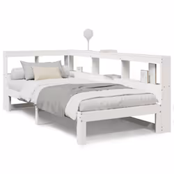 vidaXL Bookcase Bed without Mattress White 140x190 cm Solid Wood Pine bed - white, 90 x 200 cm