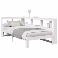 vidaXL Bookcase Bed without Mattress White 140x190 cm Solid Wood Pine bed - white, 90 x 200 cm