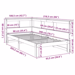 vidaXL Bookcase Bed without Mattress White 140x190 cm Solid Wood Pine bed - white, 90 x 200 cm