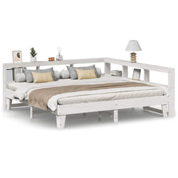 vidaXL Bookcase Bed without Mattress White 200x200cm Solid Wood Pine bed
