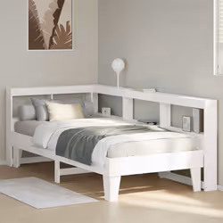 vidaXL Bookcase Bed without Mattress White 100x200cm Solid Wood Pine bed