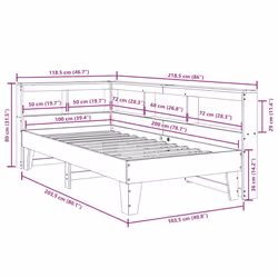 vidaXL Bookcase Bed without Mattress White 100x200cm Solid Wood Pine bed