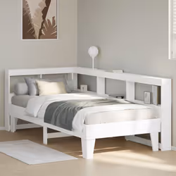 vidaXL Bookcase Bed without Mattress White 90x200cm Solid Wood Pine bed