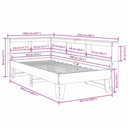 vidaXL Bookcase Bed without Mattress White 90x200cm Solid Wood Pine bed