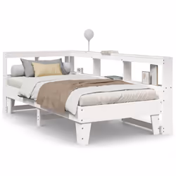 vidaXL Bookcase Bed without Mattress White 90x190cm Solid Wood Pine bed