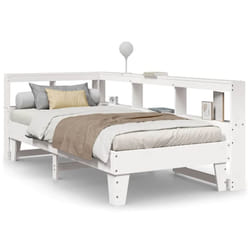 vidaXL Bookcase Bed without Mattress White 90x190cm Solid Wood Pine bed
