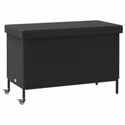 vidaXL Garden Storage Box with Wheels Grey 110x55x73 cm Poly Rattan - black