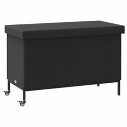 vidaXL Garden Storage Box with Wheels Grey 110x55x73 cm Poly Rattan - black