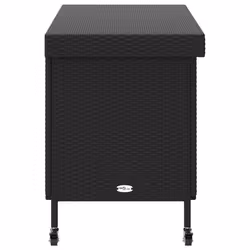 vidaXL Garden Storage Box with Wheels Grey 110x55x73 cm Poly Rattan - black - Additional view 6