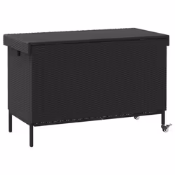 vidaXL Garden Storage Box with Wheels Grey 110x55x73 cm Poly Rattan - black - Additional view 7