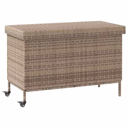 vidaXL Garden Storage Box with Wheels Grey 110x55x73 cm Poly Rattan - grey
