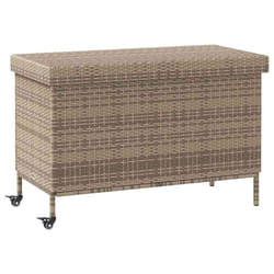 vidaXL Garden Storage Box with Wheels Grey 110x55x73 cm Poly Rattan - grey
