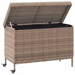 vidaXL Garden Storage Box with Wheels Grey 110x55x73 cm Poly Rattan - grey