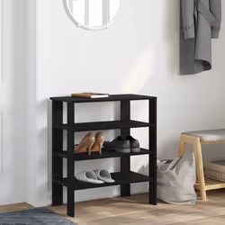 vidaXL Shoe Rack Old Wood 61x32x105 cm Engineered Wood shoe storage shoe shelf - black, 70 cm - Additional view 2