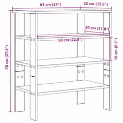 vidaXL Shoe Rack Old Wood 61x32x105 cm Engineered Wood shoe storage shoe shelf - black, 70 cm - Additional view 8