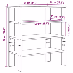 vidaXL Shoe Rack Old Wood 61x32x105 cm Engineered Wood shoe storage shoe shelf - concrete grey, 70 cm - Additional view 3
