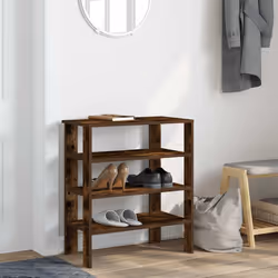 vidaXL Shoe Rack Old Wood 61x32x105 cm Engineered Wood shoe storage shoe shelf - smoked oak, 70 cm - Additional view 2