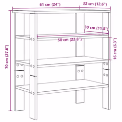 vidaXL Shoe Rack Old Wood 61x32x105 cm Engineered Wood shoe storage shoe shelf - smoked oak, 70 cm - Additional view 8