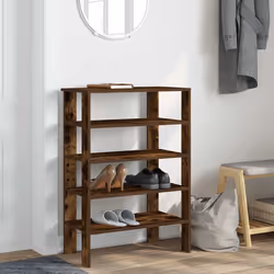 vidaXL Shoe Rack Old Wood 61x32x105 cm Engineered Wood shoe storage shoe shelf - smoked oak, 87.5 cm - Additional view 2