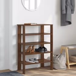 vidaXL Shoe Rack Old Wood 61x32x105 cm Engineered Wood shoe storage shoe shelf - brown oak, 87.5 cm - Additional view 2