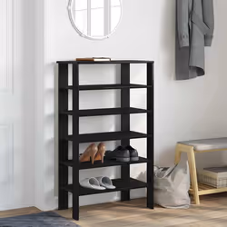 vidaXL Shoe Rack Old Wood 61x32x105 cm Engineered Wood shoe storage shoe shelf - black, 105 cm - Additional view 2