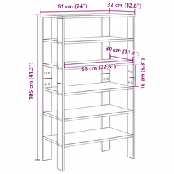 vidaXL Shoe Rack Old Wood 61x32x105 cm Engineered Wood shoe storage shoe shelf - black, 105 cm - Additional view 8